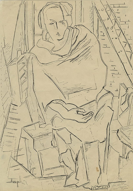 (Seated figure in robes - preliminary sketch) by Joseph Marsh Sheridan