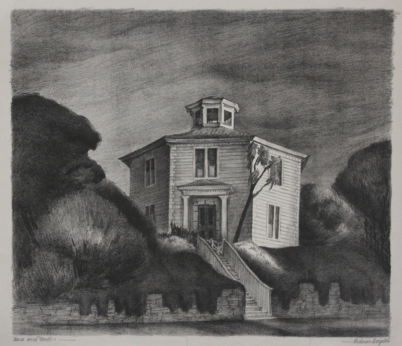 House and Garden (WPA) by Marguerite Redman Dorgeloh