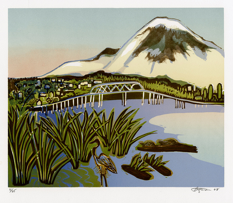 36 Views of Mt. Rainier, Blue Heron by Kristina Hagman