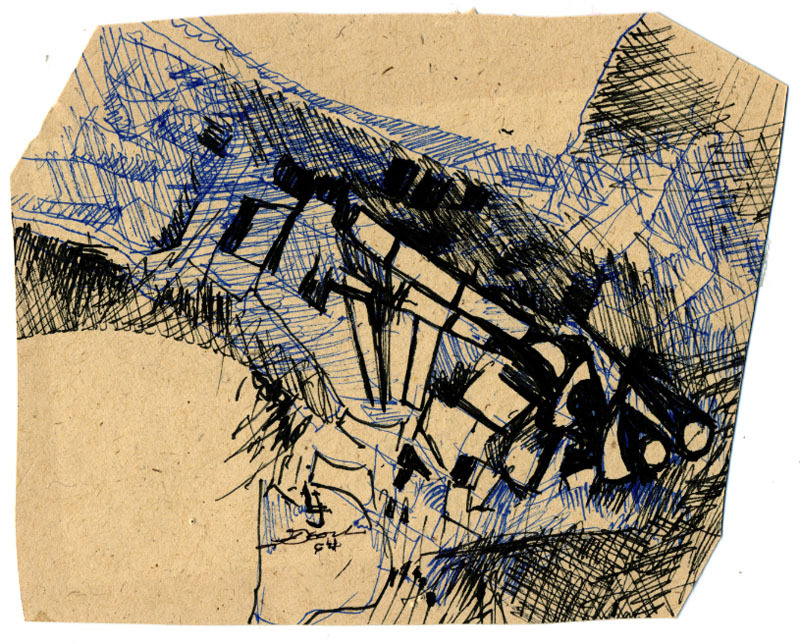 Untitled (black and blue abstract) by Lowell Gooch Jenkins