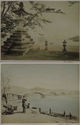 Top image: Torii, Miyajima / Bottom image: Kiutaibashi, Iwakuui by Kimbei Kusakabe