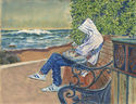 Waiting (Hooded person, sitting near beach) by John Norall